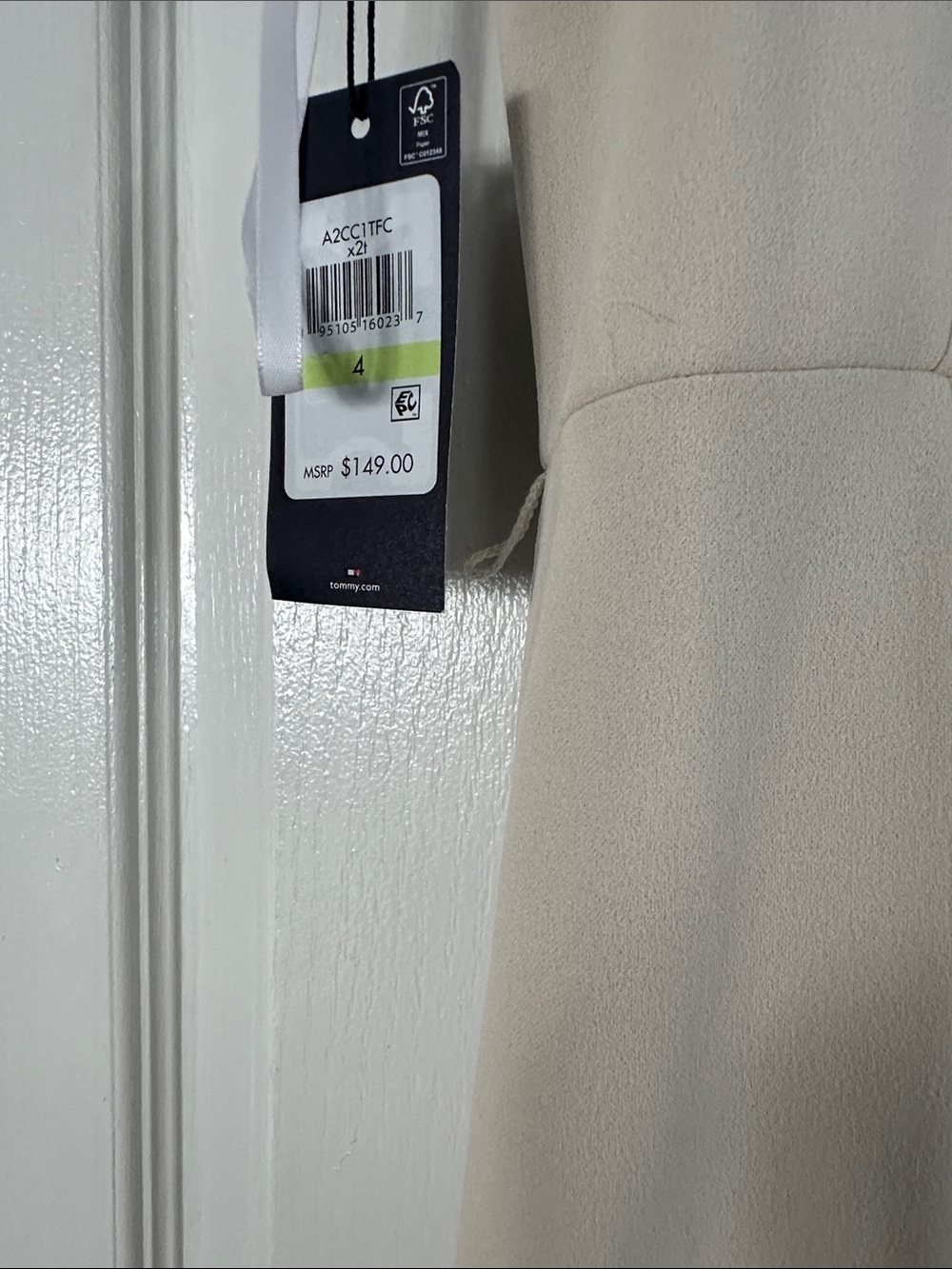 Tommy Hilfiger Neutral Beige Jumpsuit with White Trim and gold TH zipper - Picture 6 of 6